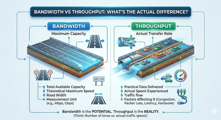 Bandwidth vs Throughput: What's the Actual Difference? — complete visual guide