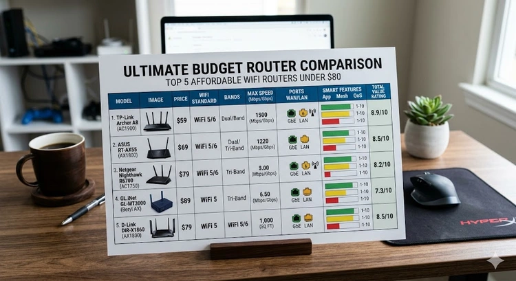 Best budget routers under 100 dollars compared for features and value