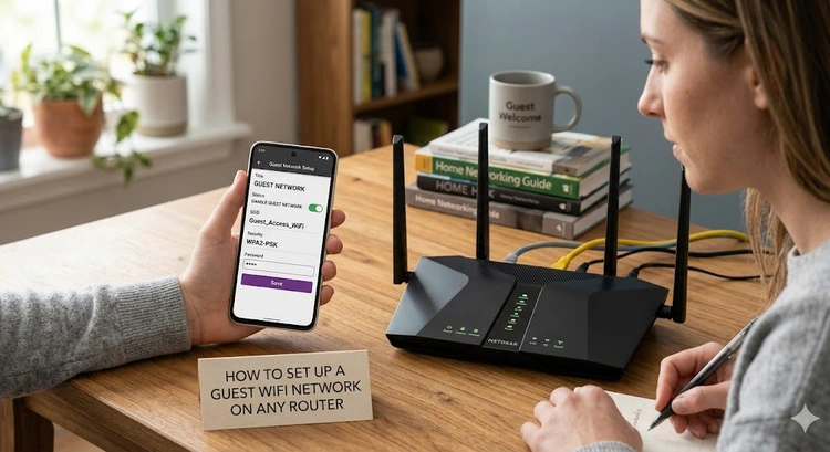 How to set up a guest WiFi network on any router &mdash; router admin panel showing guest network settings