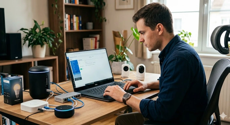 Router admin panel showing VLAN configuration for IoT device isolation