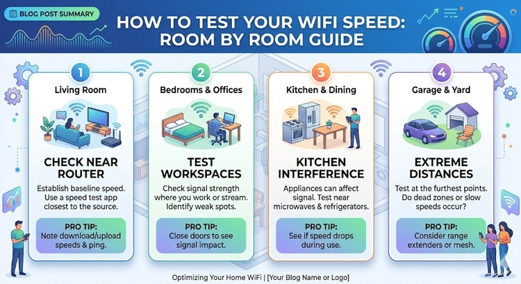 How to Test Your WiFi Speed: Room by Room Guide — complete visual guide showing signal strength by room
