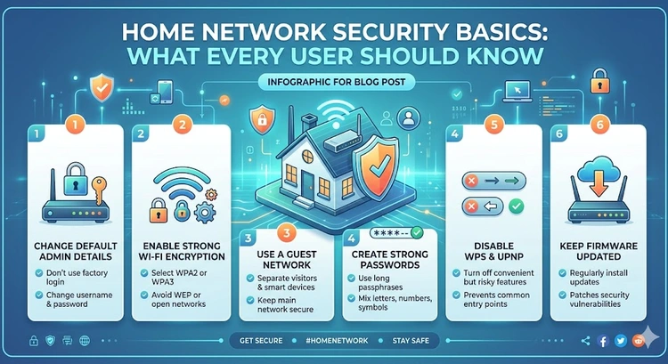 Home Network Security Basics: What Every User Should Know &mdash; complete visual guide to router hardening, encryption, and device management
