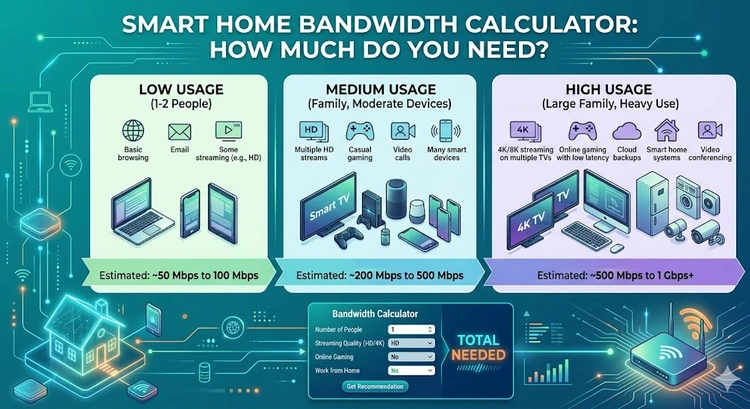 Smart Home Bandwidth Calculator: How Much Do You Need? &mdash; complete visual guide to estimating bandwidth for smart home devices