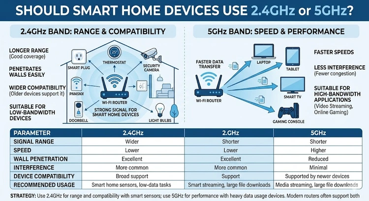 Should Smart Home Devices Use 2.4GHz or 5GHz?