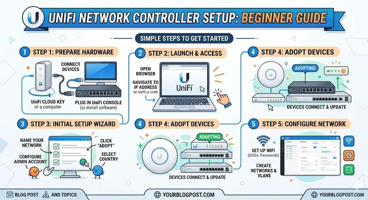 UniFi Network Controller Setup: Beginner Guide — complete visual guide showing installation steps and network topology