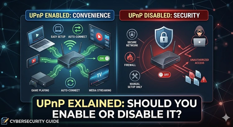 Router admin panel showing the UPnP enable/disable toggle setting