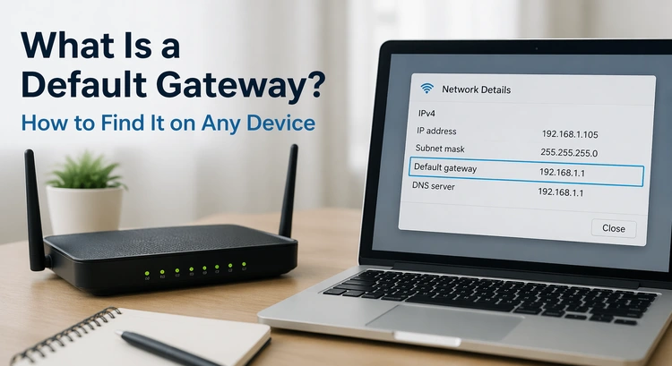 Diagram showing how a default gateway connects devices on a home network to the internet